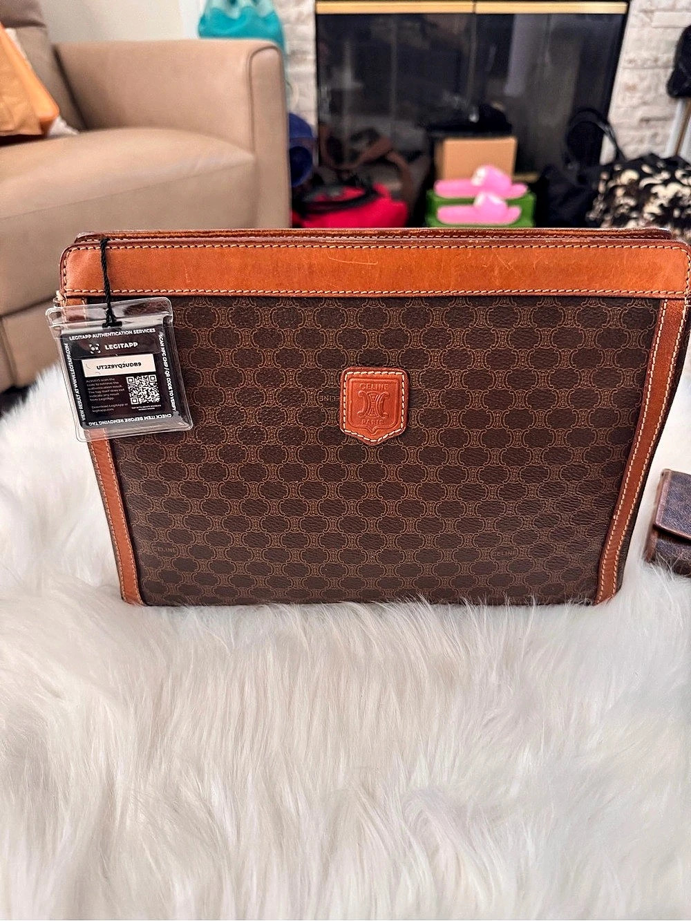 Celine Macadam Pattern Clutch Zip Pouch